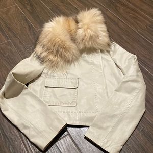 COPY - BCBG Max Azria leather raccoon fur jacket